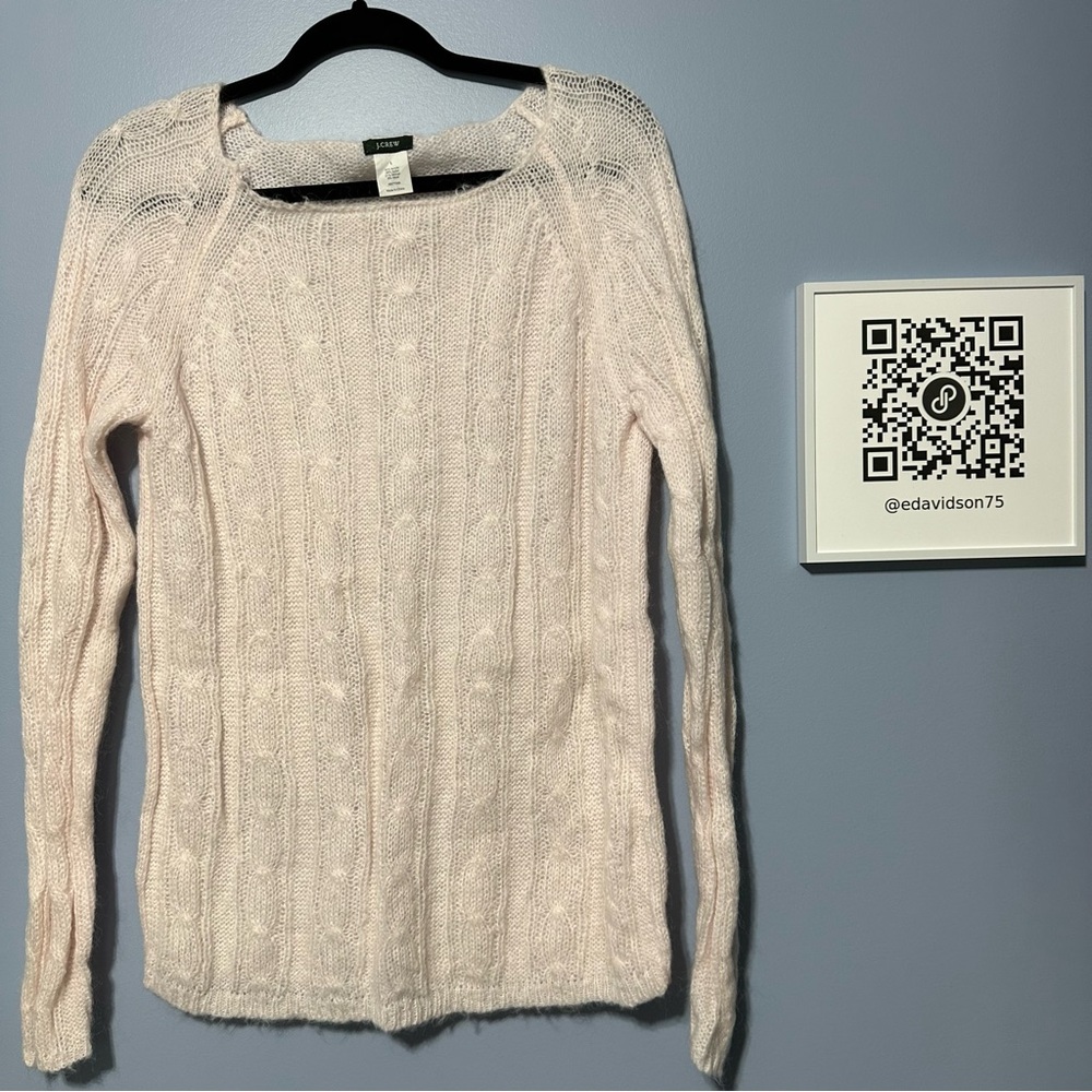 J. Crew Light pink cable knit sweater mohair blend